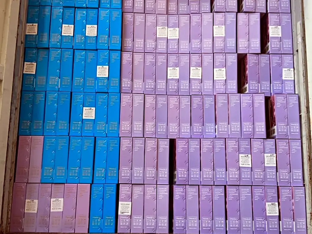 Container neatly packed with boxes