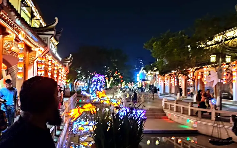 Historic Yiwu at night